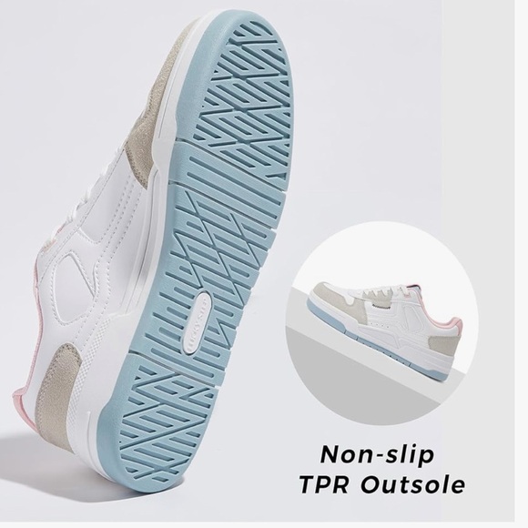 Women's White and Pink Sneakers - Picture 2 of 4